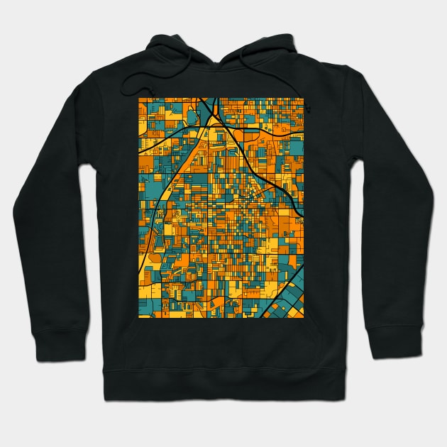 Santa Ana Map Pattern in Orange & Teal Hoodie by PatternMaps